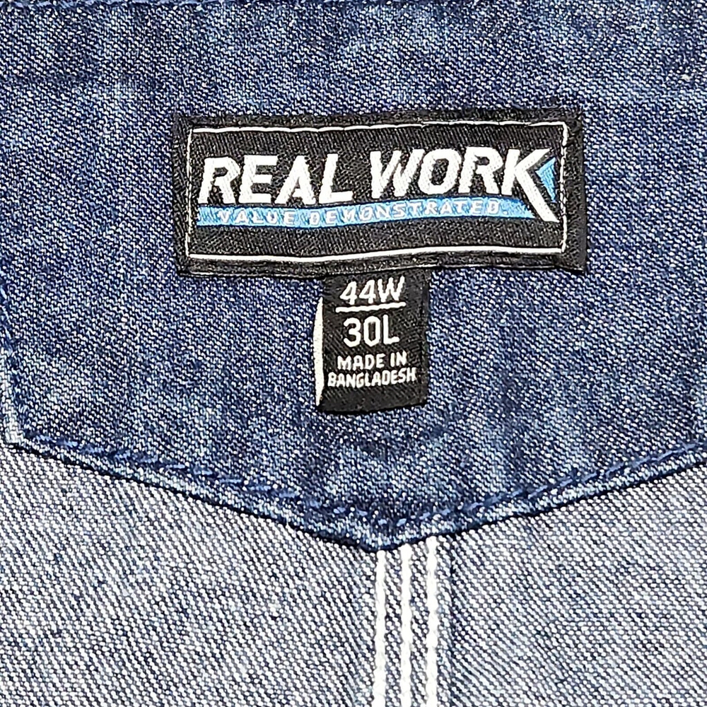 Mens Real Work Wear Denim Bib Overalls Relaxed Fit Blue 44W 30L Outdoor Mechanic - Picture 5 of 12